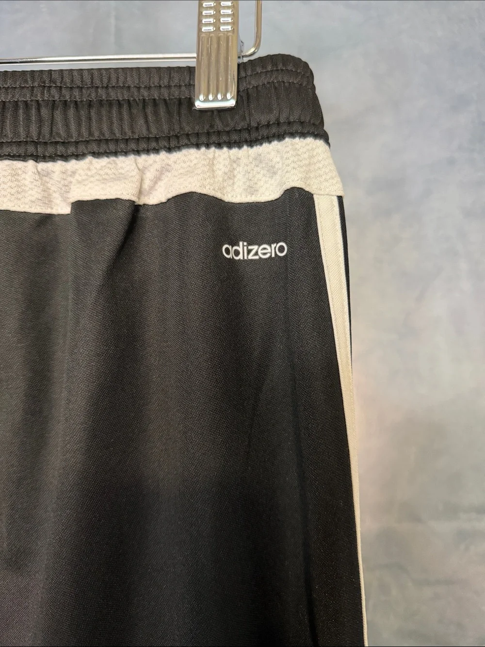 adidas Black Athletic Shorts with White Stripes Size Medium